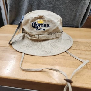 Corona Extra Boonie Beach Bucket Hat, Adjustable Chin Strap, Tan, Wide Brim New - Picture 1 of 6
