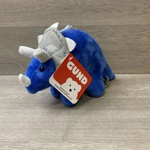Gund dinosauro peluche chiacchiere suono dinosauro piccolo triceratopo blu nuovo con etichette - Foto 1 di 12