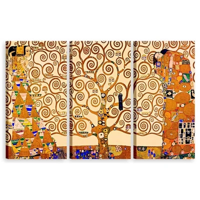 Italiaquadri Klimt Albero della vita Quadro moderno Stampa Canvas 3 quadri 35x70 - Immagine 1 di 4