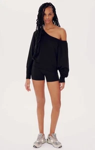 Splits59 INDY DOLMAN FELPA IN PILE SPALLE SCOPERTE, Nero, Large - Foto 1 di 7