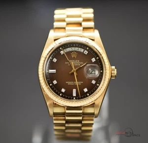 Vintage Rolex Day-Date 1803 18K YG - 36mm w/ Brown Vignette Diamond Dial #X25 - Picture 1 of 19