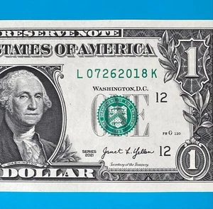July 26, 2018 (L 07262018 K) BIRTHDAY Note $1 One Dollar Bill *UNC* - Picture 1 of 4