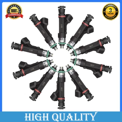Set of 10 Fuel Injectors Fit For 2008-2019 Ford E-450 Super Duty 6.8L V10 FJ766 Foto 1 de 4