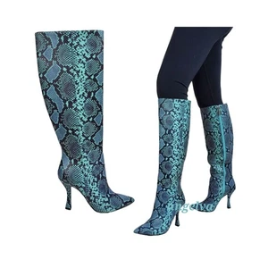 Hohe Stiefel mit Schlangenmuster blau/türkis – Größe 5,5 Gianni Bini Lennoxe kniehoch - Bild 1 von 7