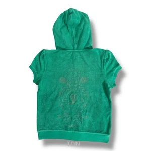 Sudadera con capucha Juicy Couture vintage de tela de felpa para mujer XL verde cremallera manga corta escudo - Imagen 1 de 7
