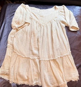 Free People off white women's knee length boho tunic dress with pockets,Medium - Picture 1 of 9