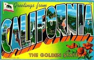 Postcard Greetings from California The Golden State Large Letter - Imagen 1 de 2