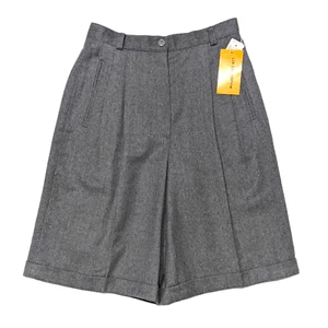 Vintage 80s Liz Claiborne Gray Wool Pleated Culotte Shorts 8 25x10 Wide Leg NWT - Picture 1 of 10