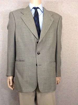 Zanetti Mens Made In Italy Tan Checkered Three Button Sport Coat 44R Foto 1 de 4