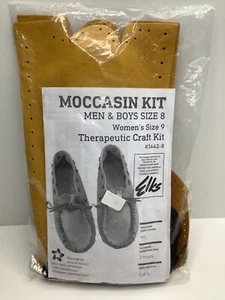 Moccasin Therapeutic Craft Kit Men & Boys Sz 8 ELKS Tan Brown Leather DIY 3442-8 - Picture 1 of 4