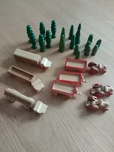 DDR Spielzeug Holz Bäume Mini LKW Traktor + Anhänger Länge :10 cm - Bild 1 von 7