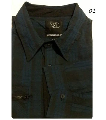 MODERN CULTURE $84 NEW Blue & Black Striped Down Button Mens Shirt BIG 4XL QCO - Image 1 of 4