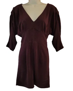 Nuevo Mini Vestido FREE PEOPLE XS Cuello en V Profundo Manga Dolman Cintura Imperio Marrón Urbano - Imagen 1 de 20
