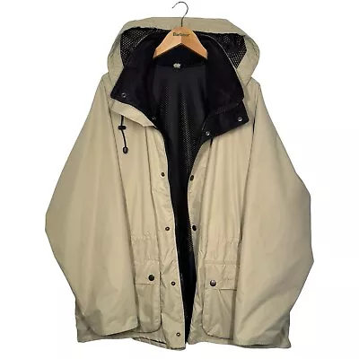 Barbour Equestrian A935 Field Jacket Vintage 90s Beige Hood Nylon Waterproof XL - Image 1 of 4