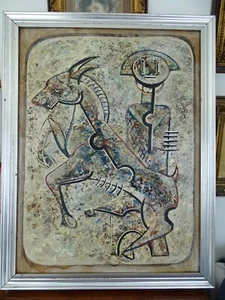 VICTOR BUSSOLETTI-GUERRIERO A CAVALLO-DIPINTO TECNICA MISTA SU TELA-CM. 81 X 61 - Foto 1 di 5