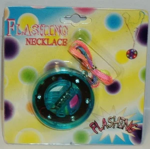 1 Multi Color FLASHING Necklace Blue With Rainbow Pull Over Strap NIP - Picture 1 of 1