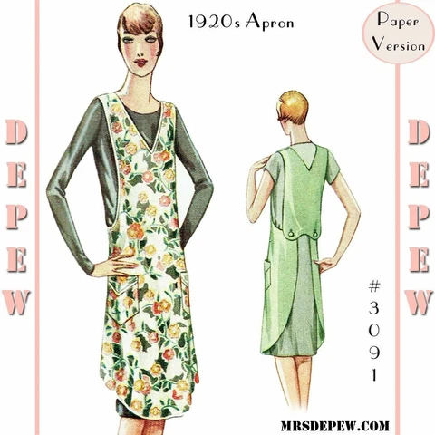 Vintage Sewing Pattern 1920s Ladies Flapper Apron 3091 Sizes Small Medium Large Cover