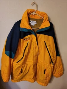 Columbia Chaqueta Mujer Cuello Grande Capucha Cremallera Completa Broches de presión Hiper Amarillo Azul Marino Verde - Imagen 1 de 24