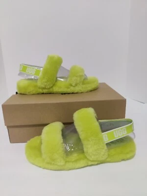 Kids UGG K Oh Yeah Fluffly Comfy Sandals / Lime Green / 1115752K / Size 5 - Image 1 of 4