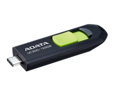 128GB AData USB3.2 UC300 Type-C USB Flash Drive Black/Green - Image 1 of 4