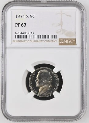 1971 S Proof Jefferson nickel by NGC PF 67 - Image 1 of 2