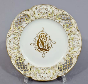 (K1555) KPM Berlin Durchbruchteller mit Monogramm LC oder CL, D= 19,7cm, um 1900 - Picture 1 of 6