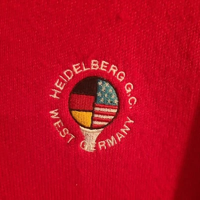 Suéter Vintage Alemania Occidental Heidelberg Club de Golf Grande Para Hombre Rojo Bordado Foto 1 de 4