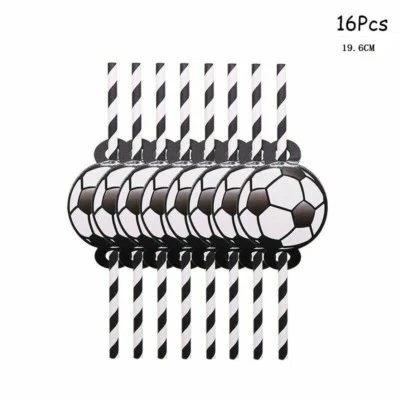 Pajita de papel de fútbol vajilla de fiesta de cumpleaños de alta calidad precioso diseño 16 un. Foto 1 de 2