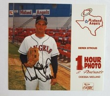 1993 MIDLAND ANGELS DEREK STROUD ROOKIE OFFICIAL 5.5"X5" 1 HOUR PHOTO AUTO