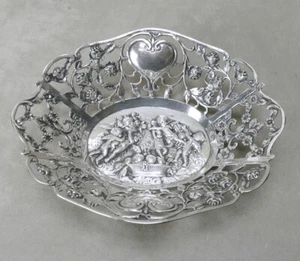 Durchbruchkorb, 800er Silber, Putten, Rosen, Engel, Herzen, 158,0 g. - Picture 1 of 5