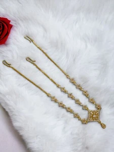 Bollywood-Stil indischer vergoldeter amerikanischer Diamant Tikka ethnischer Schmuck Set - Bild 1 von 4
