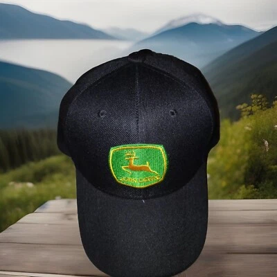John Deere Patch Black Adjustable Cap/Hat-NEW!  - Image 1 of 4