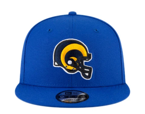 Men's New Era 9Fifty Blue/Yellow NFL Los Angeles Rams CC Helmet Snapback Cover