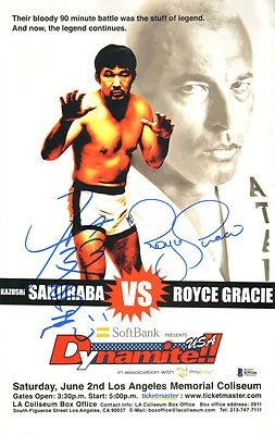 Kazushi Sakuraba Royce Gracie Signed 2007 Dynamite MMA 11x17 Poster BAS COA - Image 1 of 4