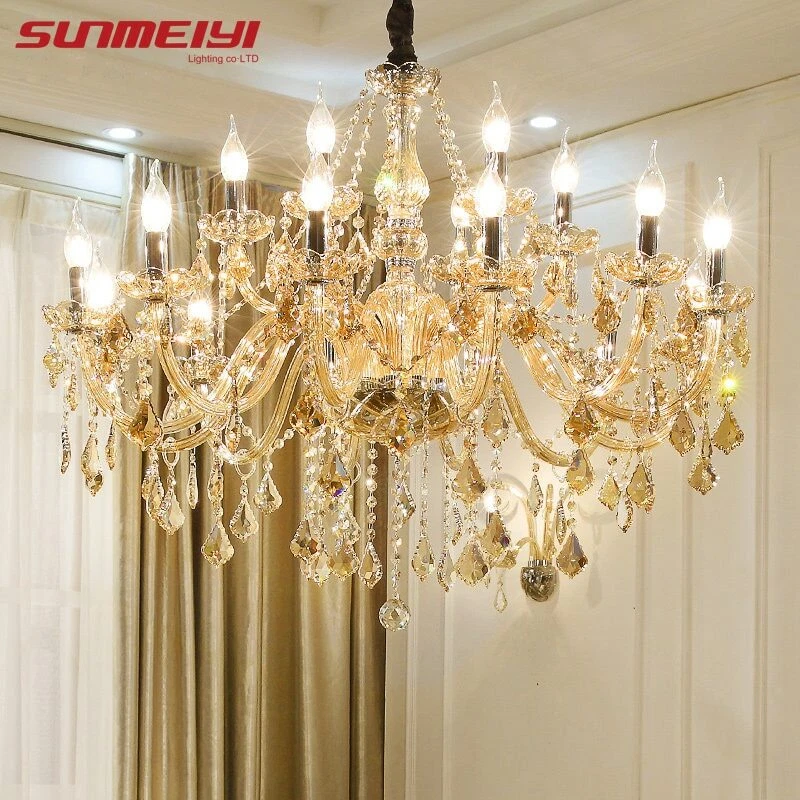 Luxury Crystal Chandelier Lighting Candle Pendant Light Living Room Ceiling Lamp - Image 1 of 4