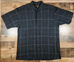 Donald Trump Linen Shirt Mens Large Black Short Sleeve Button Up - Picture 1 of 11