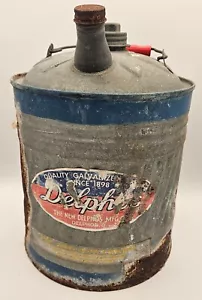 Vintage Delphos 2 Gallon Galvanized Gas Utility Can with Red Handle - Picture 1 of 17