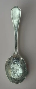 Rare Antique Lucy Locket Baker Manchester Sterling Silver Child Size Spoon 5.5in - Picture 1 of 8