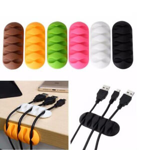 2X Cable Organizer Cord Management Charger Multi ​USB Desktop Clip Wire Holder