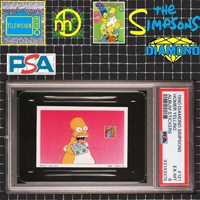 1990 Diamond Simpsons Stickers - #121 Homer Yelling Holding Remote - PSA 6 EX-MT - Image 1 of 4