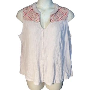 Knox Rose XL bestickt V-Ausschnitt Seersucker Plissee vorne Melone Sorbet - Bild 1 von 7
