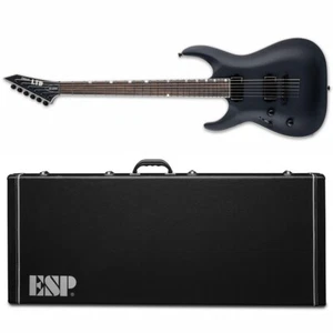 ESP LTD MH-1000 Baritone LH Left-Handed Guitar Black Satin + Case BRAND NEW - Picture 1 of 3