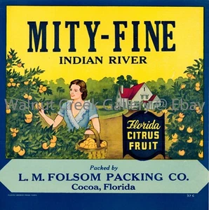 Florida Crate Label Fine Art Print, Grove , approx 10.8"x 10.9" 13094 - Picture 1 of 1