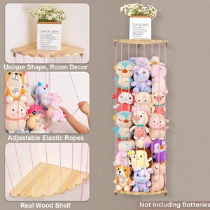 Stuffed Animal Storage Plush Organizer Wooden Holder Corner Adjustable Height - Picture 1 of 7