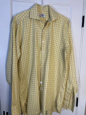 CAMISA DE VESTIR TURNBULL & ASSER HOMBRE AMARILLO Y AZUL ALGODÓN A CUADROS TALLA 15 x 37 0724 Foto 1 de 4