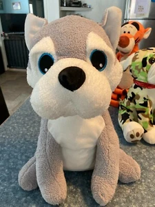 GRAY WHITE WOLF PUP/ DOG 14 X 11 NEW POLYESTER, SOFT 3+ 1X1997 - Picture 1 of 5