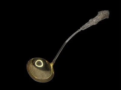 Cucharón de sopa macizo grande de plata de ley | Antiguo Argentum Foto 1 de 4