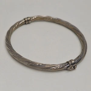 Twisted Rope Hinged Bangle Bracelet 925 Sterling Silver 6.75" Thailand - Picture 1 of 5