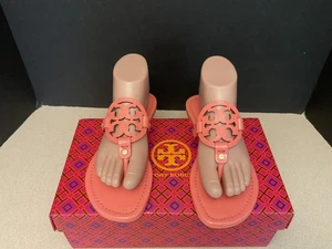 Neu! Tory Burch Miller Damen-Sandalen Lackleder Coral Crush. Größe 7,5. Schön - Bild 1 von 10