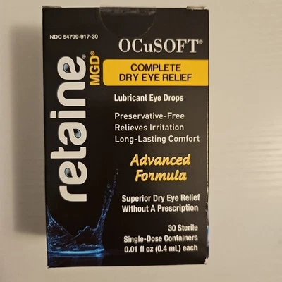 OCuSOFT Retaine MGD Complete Dry Eye Relief Lubricant Eye Drops 30ct Exp 2027+ - Image 1 of 4
